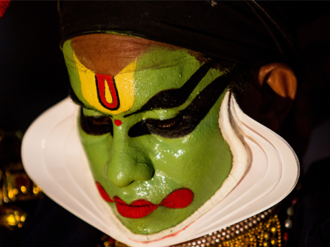 Candid photography India; A Kathalaki artist in his make-up; Art photography; Kerala, India, God's own country!